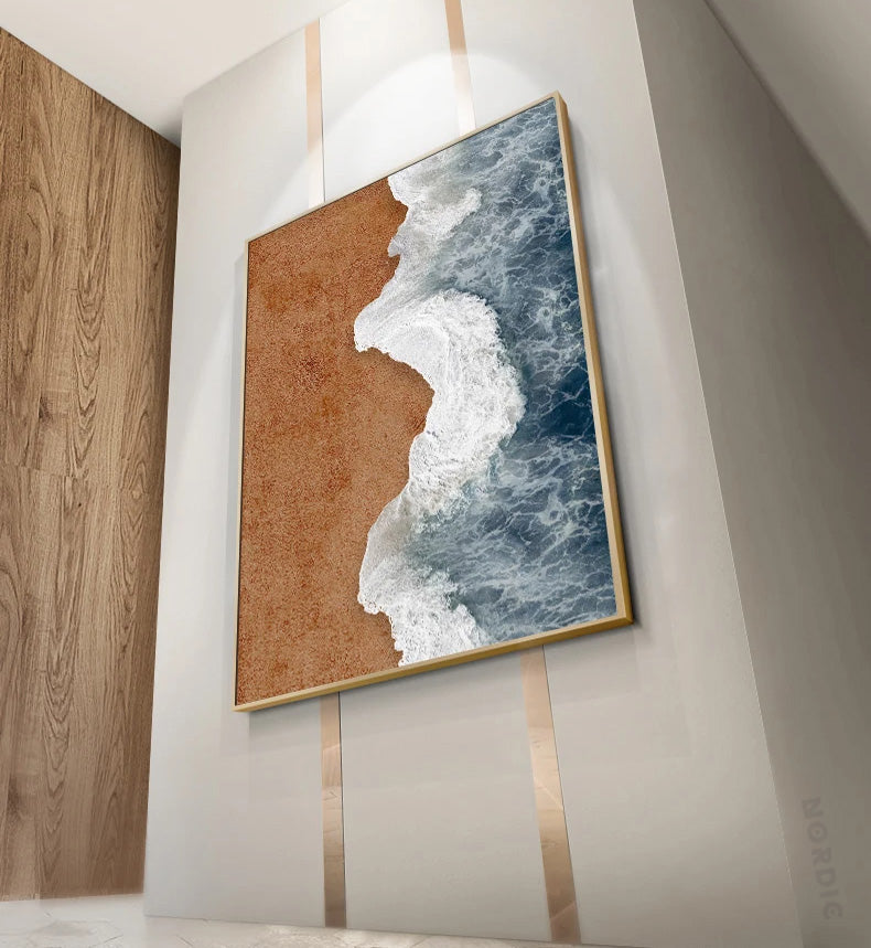 Abstract Coastal Beach Sea Wall Art Canvas Prints For Modern Apartment Living Room Dining Room Bedroom Decor