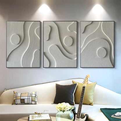Abstract Geometric White Grey Minimalist Wall Art Canvas Prints For Living Room Dining Art Modern Home Decor