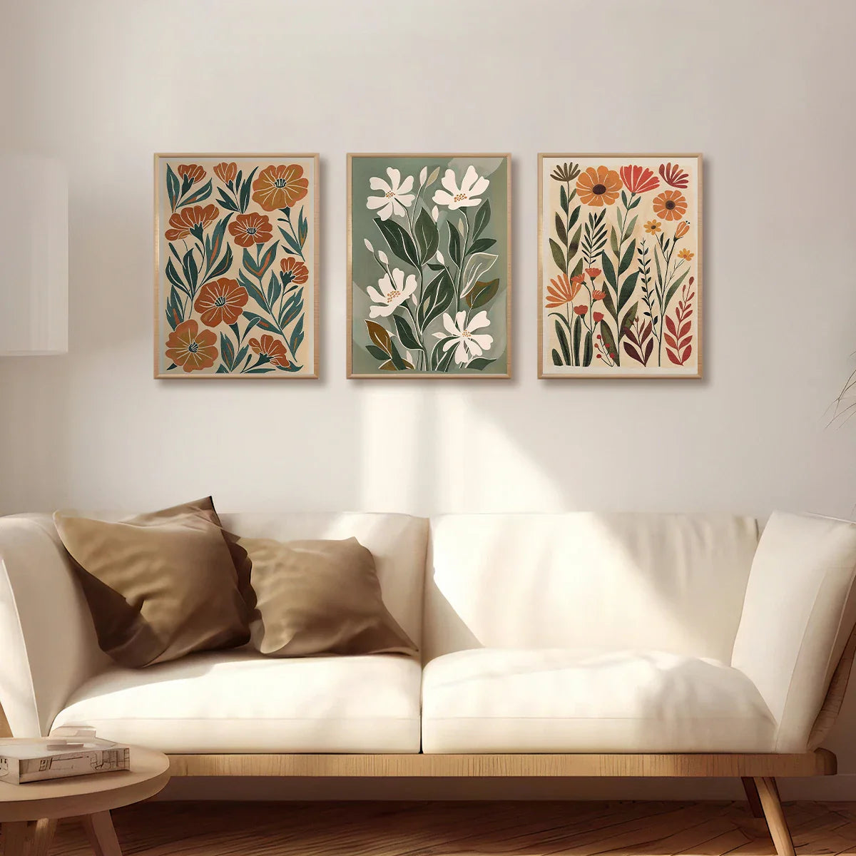 Bohemian Floral Wildflower Boho Wall Art Canvas Prints Modern Botanical Artworks For Living Room Dining Room Floral Art For Modern Interiors