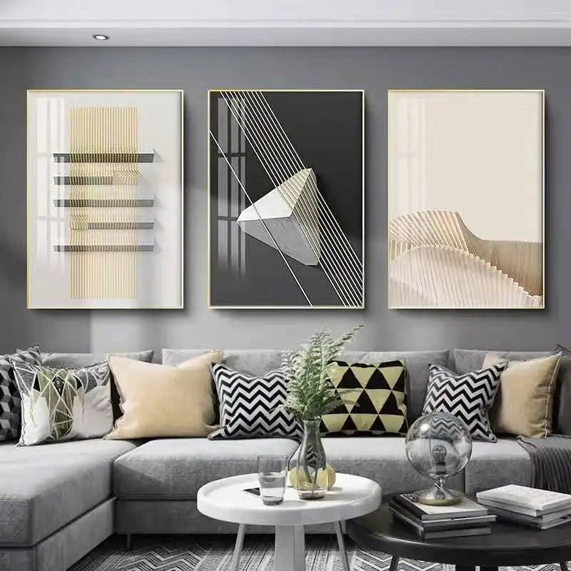 Abstract Geometric Modern Aesthetics Wall Art Fine Art Canvas Prints Pictures For Urban Apartment Living Room Dining Room Art For Contemporary Interior Design