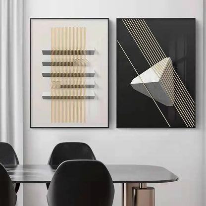 Abstract Geometric Modern Aesthetics Wall Art Fine Art Canvas Prints Pictures For Urban Apartment Living Room Dining Room Art For Contemporary Interior Design