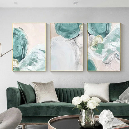 Abstract Green Seascape Wall Art Fine Art Canvas Prints Poster For Modern Apartment Living Room Bedroom Wall Decor