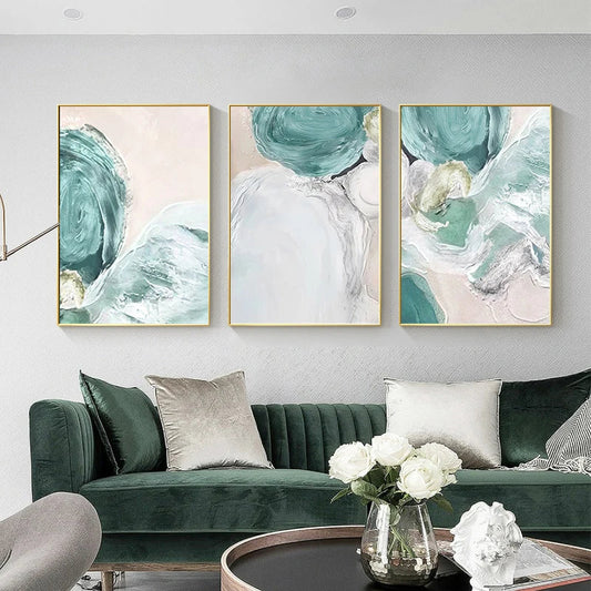Abstract Green Seascape Wall Art Fine Art Canvas Prints Poster For Modern Apartment Living Room Bedroom Wall Decor