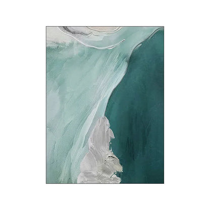 Abstract Green Seascape Wall Art Fine Art Canvas Prints Poster For Modern Apartment Living Room Bedroom Wall Decor