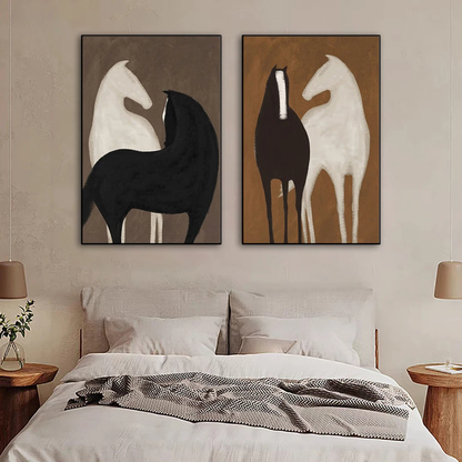 Abstract Horse Canvas Print Wall Art Nordic Minimalist Animal Poster Pictures For Modern Scandinavian Living Room