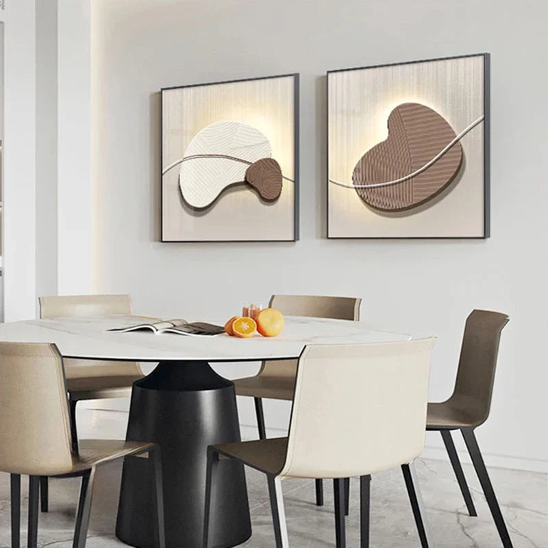 Abstract Nordic Pebbles Square Format Wall Art Canvas Prints Neutral Tones Poster For Modern Living Room Bedroom Office Decor