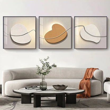 Abstract Nordic Pebbles Square Format Wall Art Canvas Prints Neutral Tones Poster For Modern Living Room Bedroom Office Decor