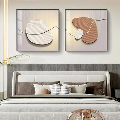 Abstract Nordic Pebbles Square Format Wall Art Canvas Prints Neutral Tones Poster For Modern Living Room Bedroom Office Decor