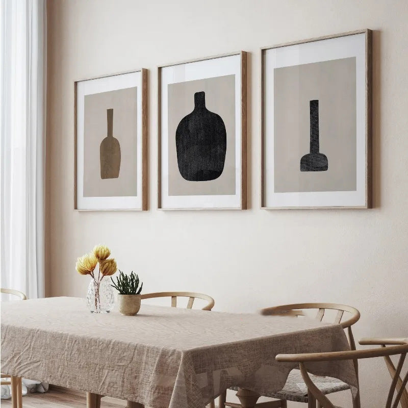 Abstract Still Life Vases Minimalist Vintage Wall Art  Canvas Prints Neutral Tone Poster For Living Room Dining Room Scandinavian Home Decor