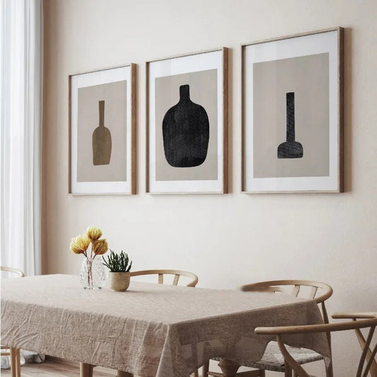 Abstract Still Life Vases Minimalist Vintage Wall Art  Canvas Prints Neutral Tone Poster For Living Room Dining Room Scandinavian Home Decor