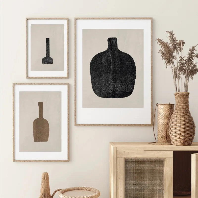 Abstract Still Life Vases Minimalist Vintage Wall Art  Canvas Prints Neutral Tone Poster For Living Room Dining Room Scandinavian Home Decor