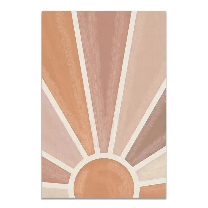 Abstract Boho Sun Rays Moon Phases Wall Art Canvas Prints For Modern Living Room Bedroom Art Decor