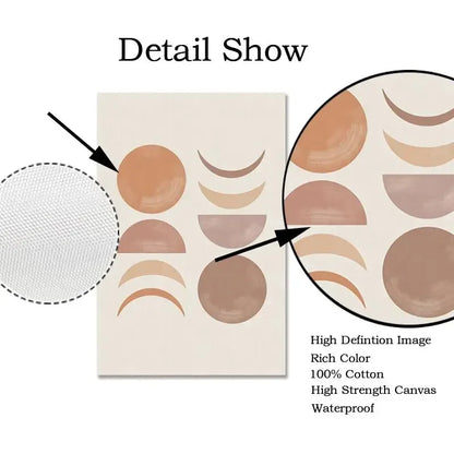 Abstract Boho Sun Rays Moon Phases Wall Art Canvas Prints For Modern Living Room Bedroom Art Decor