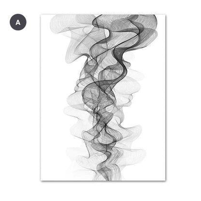 Abstract  Veil Black And White Minimalist Wall Art Canvas Prints For Modern Living Room Bedroom Home Office Interior Decor