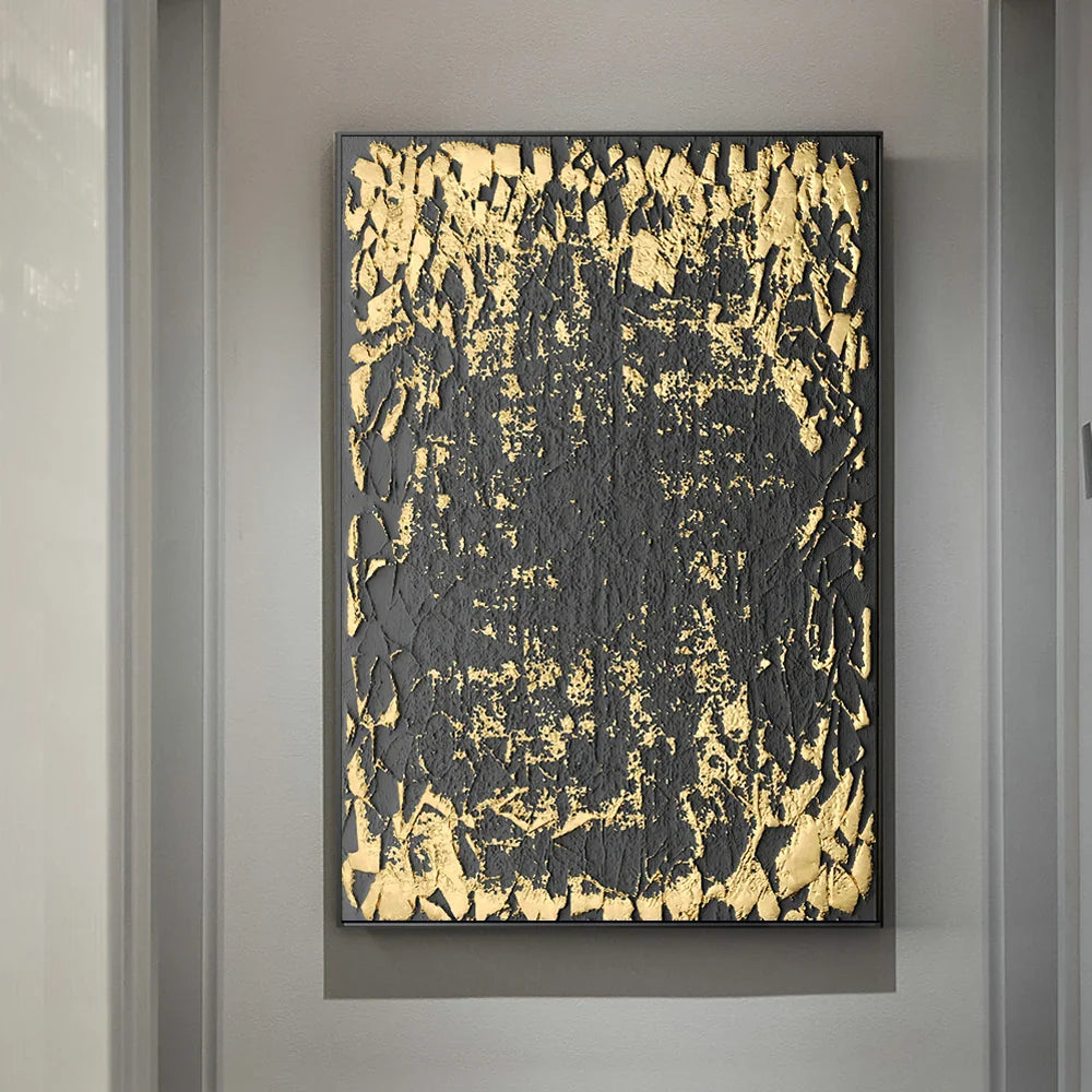 Abstract Golden Black Tree Wall Art Fine Art Canvas Prints For Living Room Dining Room Entrance Art