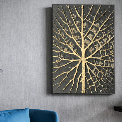 Abstract Golden Black Tree Wall Art Fine Art Canvas Prints For Living Room Dining Room Entrance Art