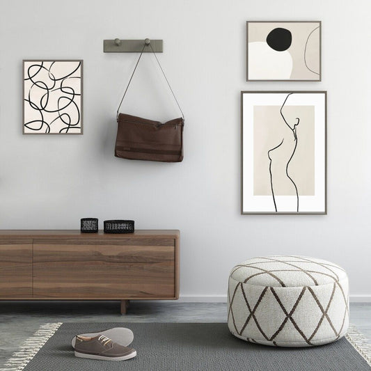Abstract Woman Silhouette Line Figure Wall Art Canvas Print Minimalist Girl Pastel Geometric Poster Gallery Wall Art Set Of 3 Posters For Modern Living Room Home Decor