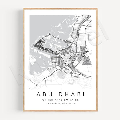 City Map Posters Wall Art - Beijing, Cape Town, Sydney, Los Angeles, Milan, Houston, Seattle, Abu Dhabi, Cornwall, Bristol, Gosport, Pudsey Wall Map Black White Canvas Prints Minimalist Posters For Office