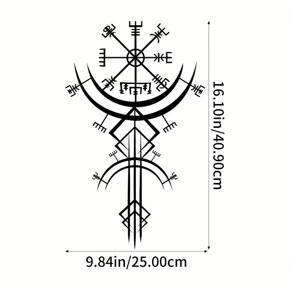 Ancient Viking Runic Compass Metal Wall Art Decorative Plaque 3D Iron Crafted Mythological Wall Decoration