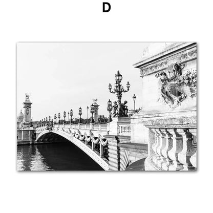 Poster of Black and white photograph of a decorative bridge over water