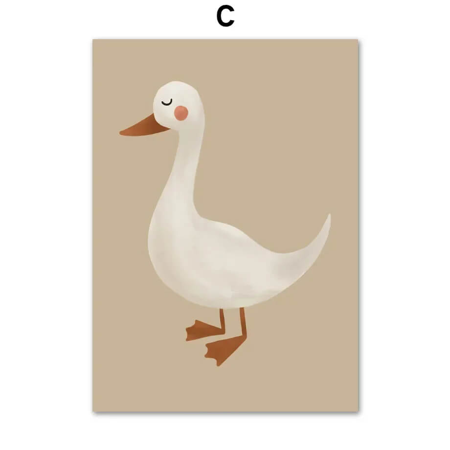 Baby Cute Rabbit Goose Dog Animals Minimalist Canvas Print Pastel Wall Art For Nursery Décor
