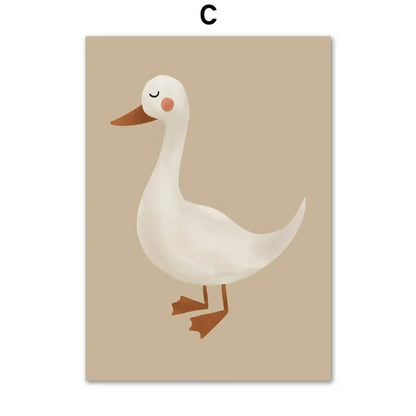 Baby Cute Rabbit Goose Dog Animals Minimalist Canvas Print Pastel Wall Art For Nursery Décor