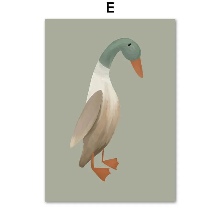 Baby Cute Rabbit Goose Dog Animals Minimalist Canvas Print Pastel Wall Art For Nursery Décor