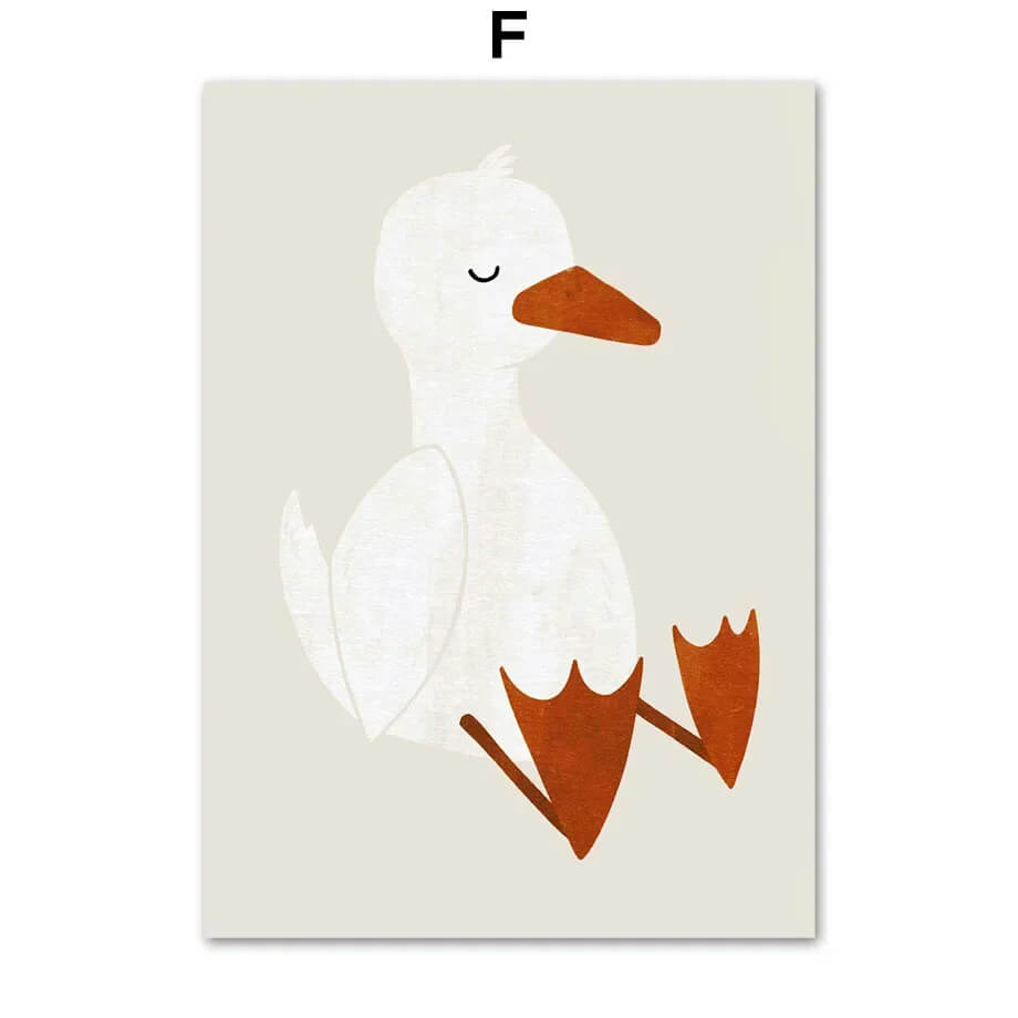 Baby Cute Rabbit Goose Dog Animals Minimalist Canvas Print Pastel Wall Art For Nursery Décor