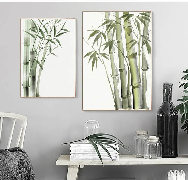 Bamboo Leaf Minimalist Wall Art Canvas Print Botanical Poster For Modern Loft Living Room Home Décor