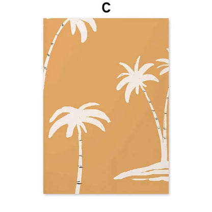 Beach Palm Tree Surf Bird Boho Wall Art Canvas Prints Minimalist Abstract Nordic Posters Wall Pictures For Living Room Décor