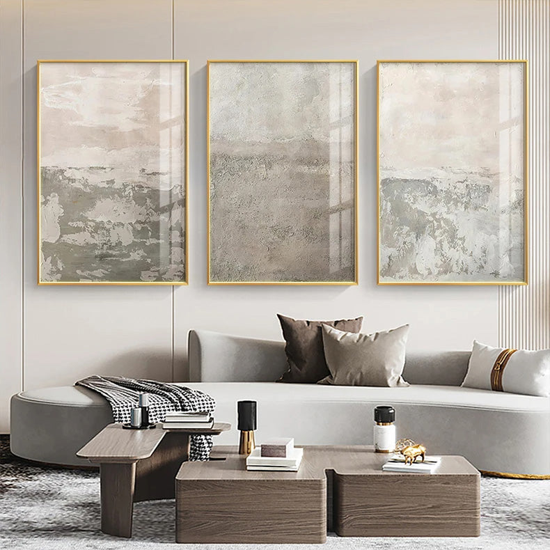 Abstract Beige Gray Wall Art Canvas Prints For Modern Apartment Contemporary Home Office Decor