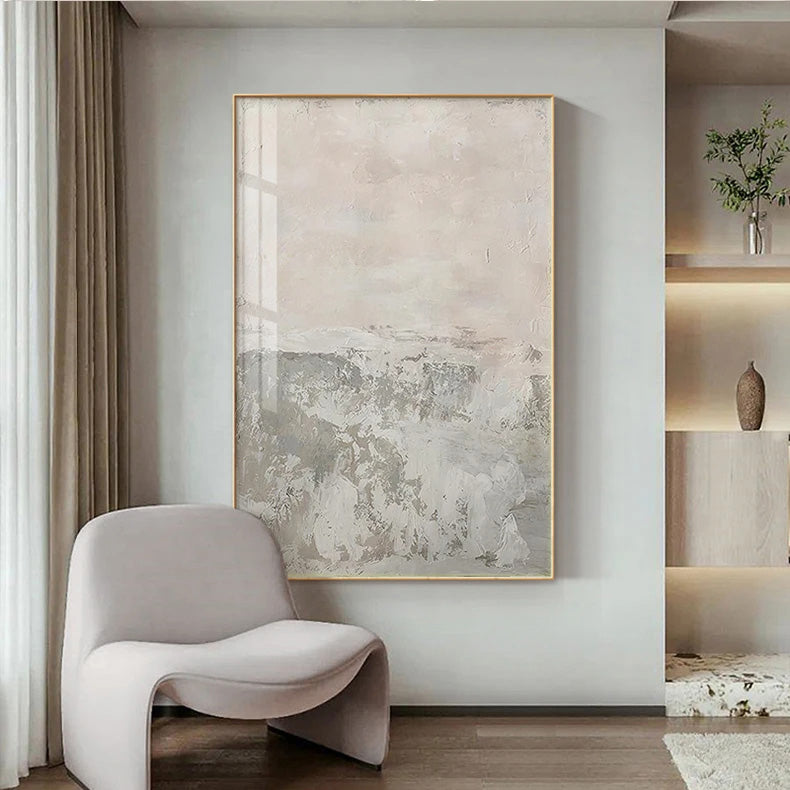 Abstract Beige Gray Wall Art Canvas Prints For Modern Apartment Contemporary Home Office Decor