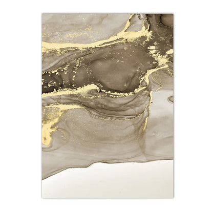 Beige Golden Flowing Liquid Marble Wall Art Canvas Prints For Modern Loft Living Room Modern Bedroom Art Decor