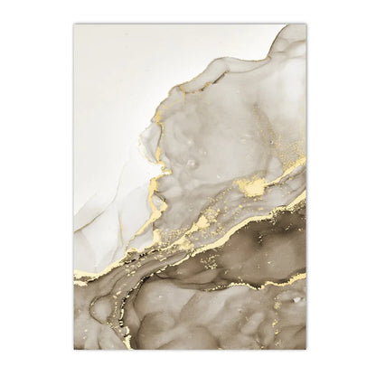 Beige Golden Flowing Liquid Marble Wall Art Canvas Prints For Modern Loft Living Room Modern Bedroom Art Decor