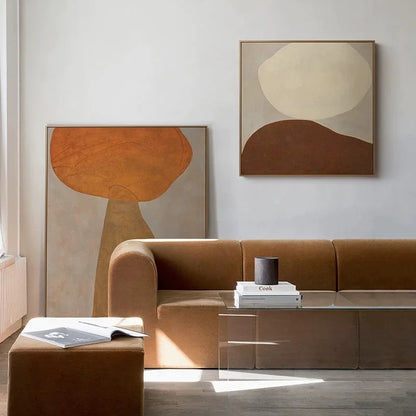 Abstract Beige Terracotta Minimalist Geometric Wall Art Canvas Prints Square Format Poster For Bedroom Modern Art