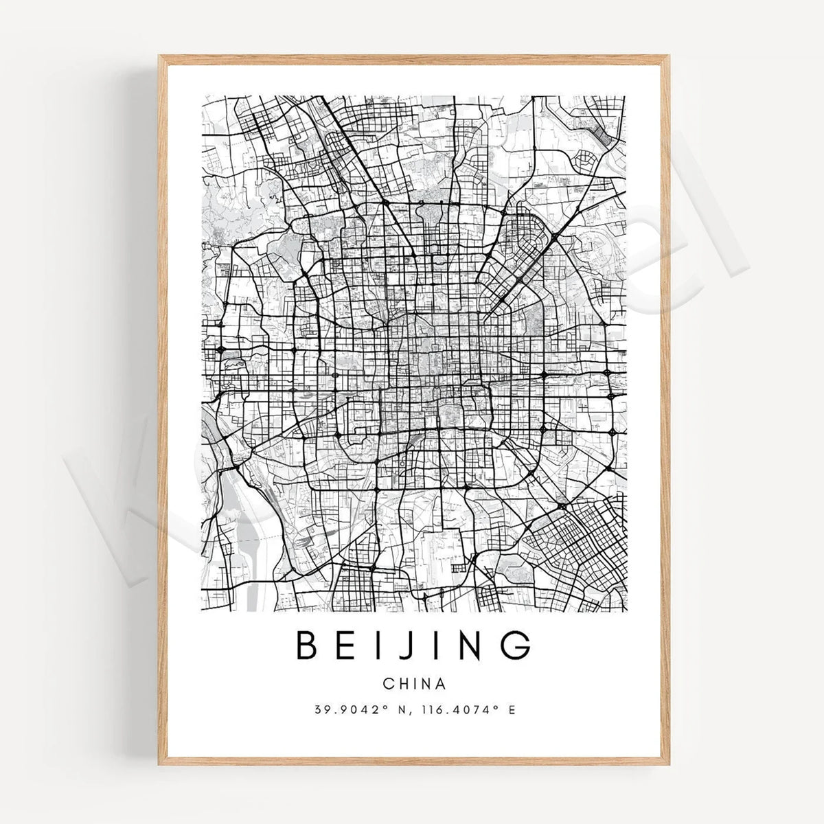 City Map Posters Wall Art - Beijing, Cape Town, Sydney, Los Angeles, Milan, Houston, Seattle, Abu Dhabi, Cornwall, Bristol, Gosport, Pudsey Wall Map Black White Canvas Prints Minimalist Posters For Office