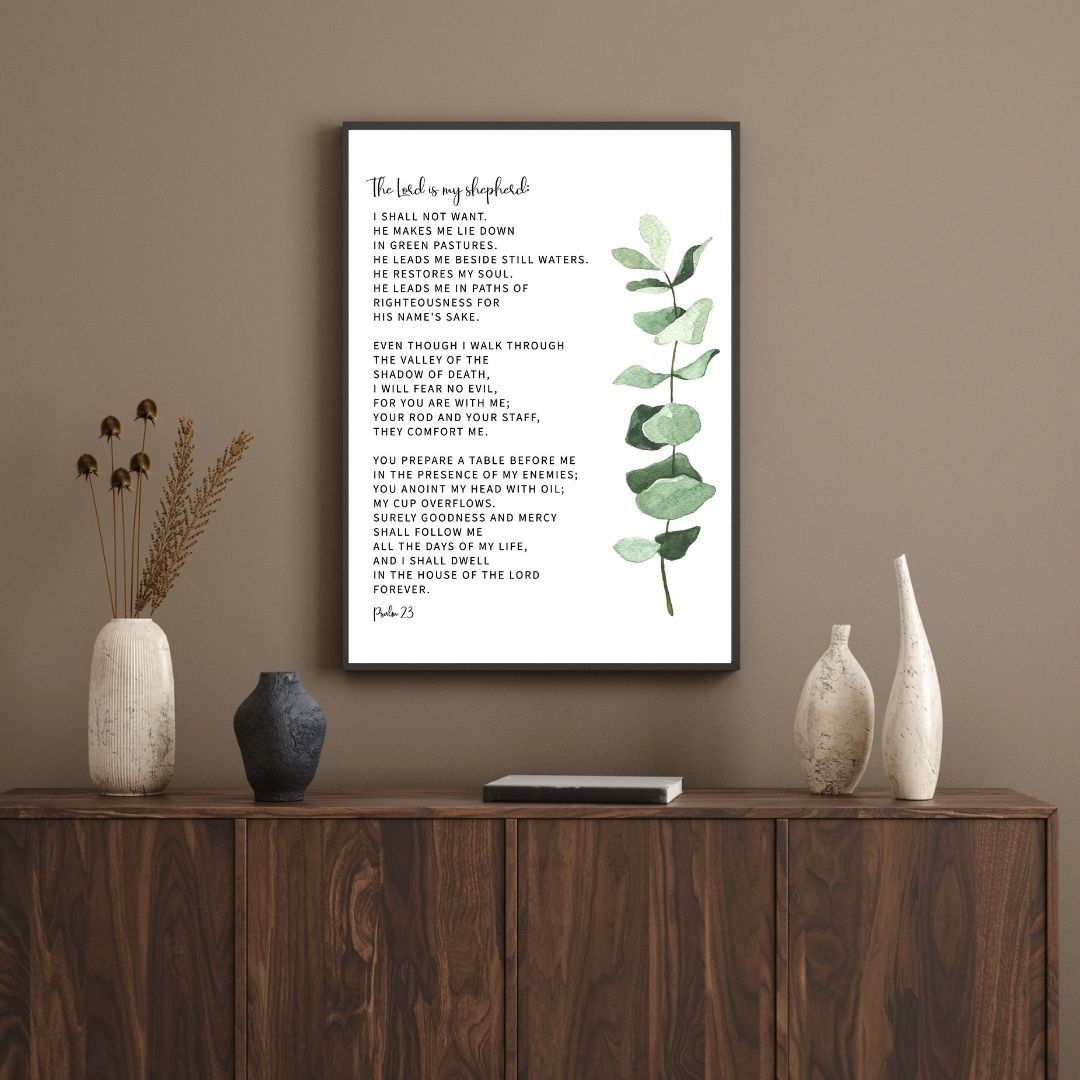 Bible Quotes Psalm 23 Verse Wall Art Canvas Print Motivational Poster For Living Room Wall Decor