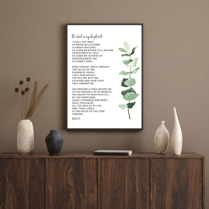 Bible Quotes Psalm 23 Verse Wall Art Canvas Print Motivational Poster For Living Room Wall Decor
