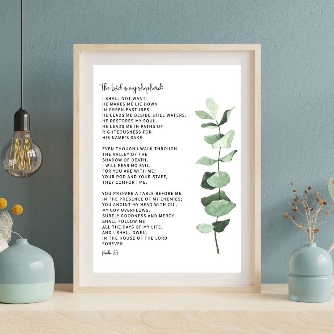 Bible Quotes Psalm 23 Verse Wall Art Canvas Print Motivational Poster For Living Room Wall Decor