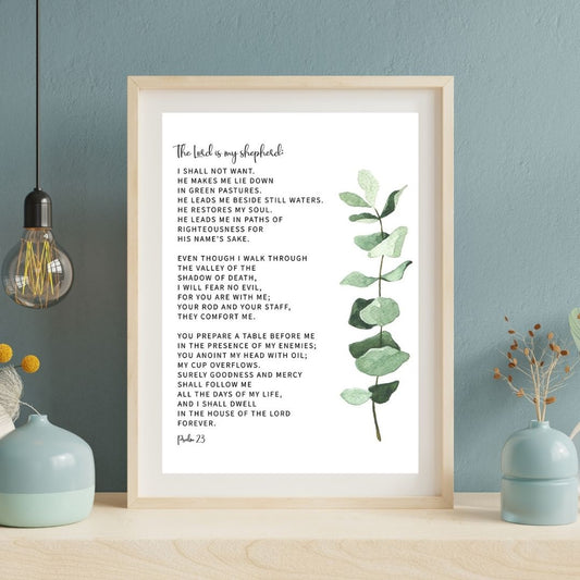 Bible Quotes Psalm 23 Verse Wall Art Canvas Print Motivational Poster For Living Room Wall Decor