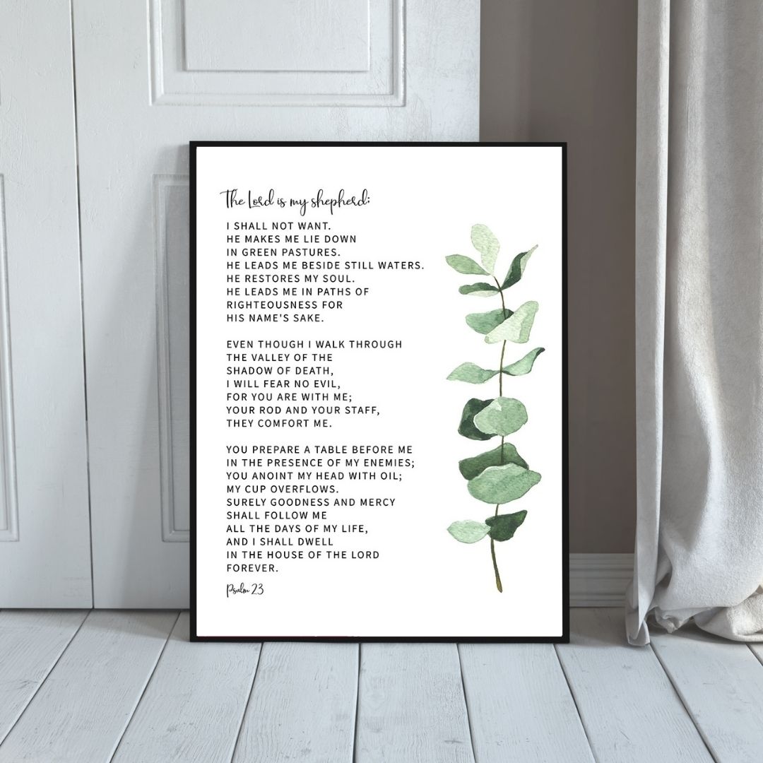 Bible Quotes Psalm 23 Verse Wall Art Canvas Print Motivational Poster For Living Room Wall Decor
