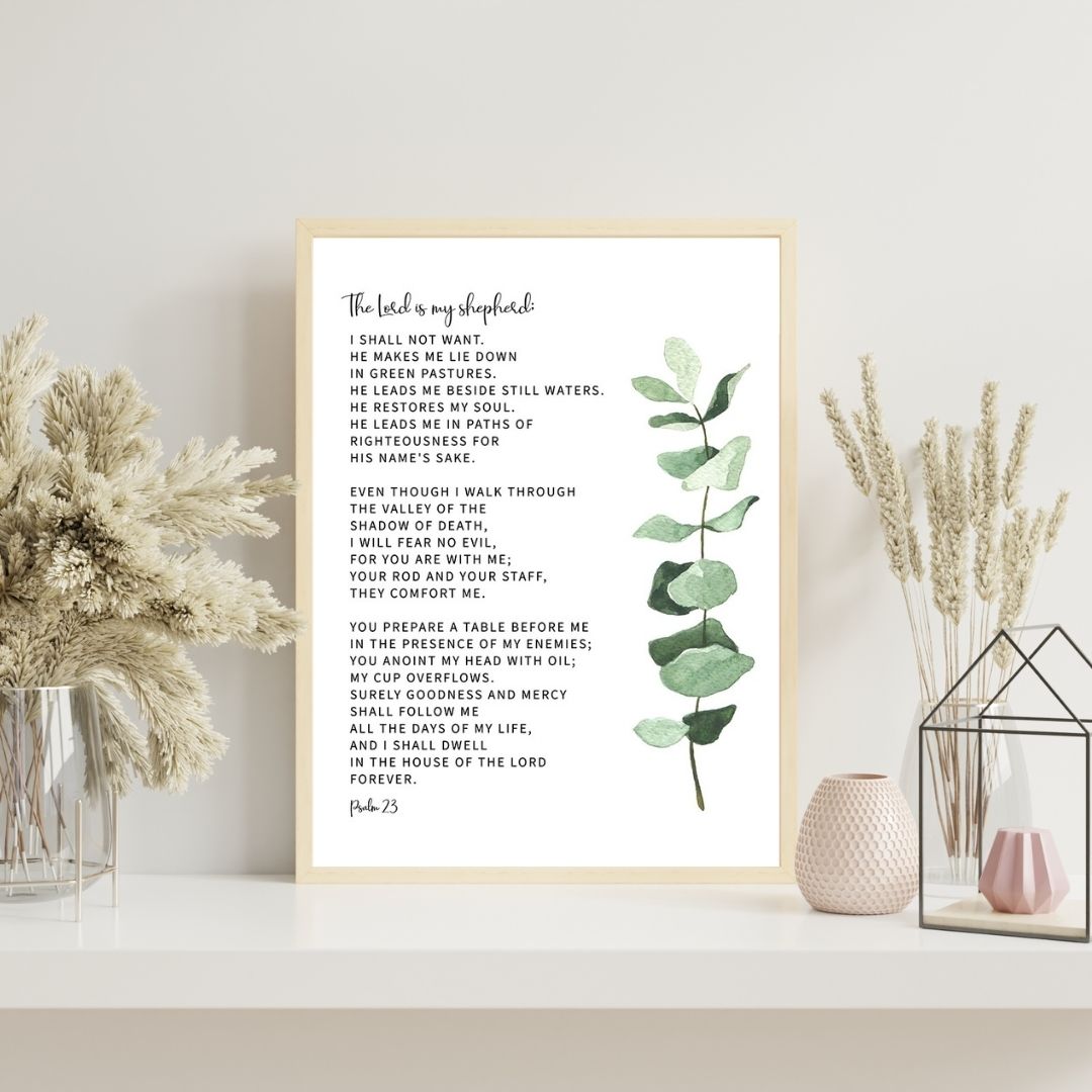 Bible Quotes Psalm 23 Verse Wall Art Canvas Print Motivational Poster For Living Room Wall Decor