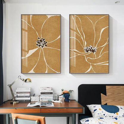 Big Floral Abstract Botanical Pastel Wall Art Canvas Prints For Modern Apartment Living Room Dining Room Wall Decor