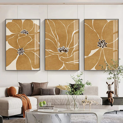 Big Floral Abstract Botanical Pastel Wall Art Canvas Prints For Modern Apartment Living Room Dining Room Wall Decor