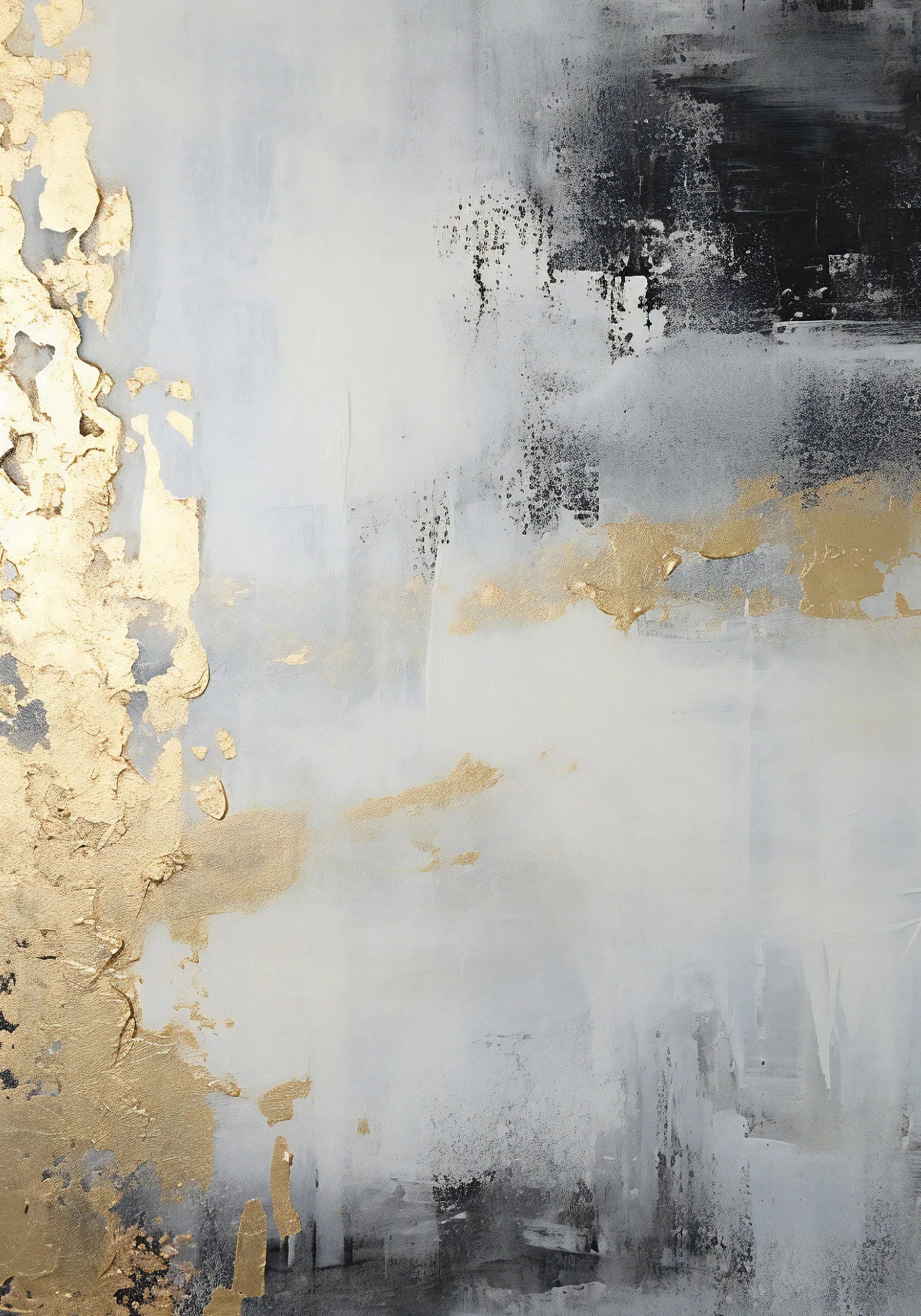 Abstract Black Grey Green Golden Wall Art Canvas Print For Modern Apartment Living Room Decor