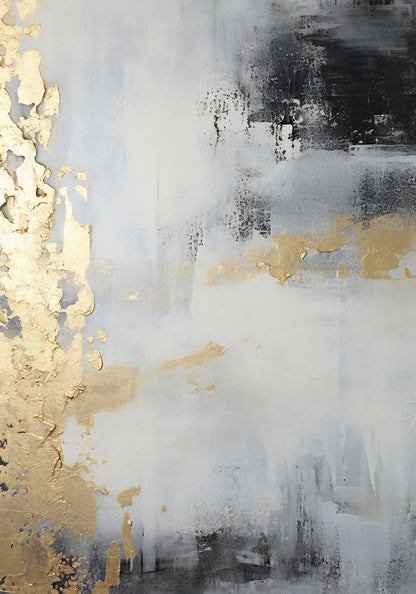 Abstract Black Grey Green Golden Wall Art Canvas Print For Modern Apartment Living Room Decor