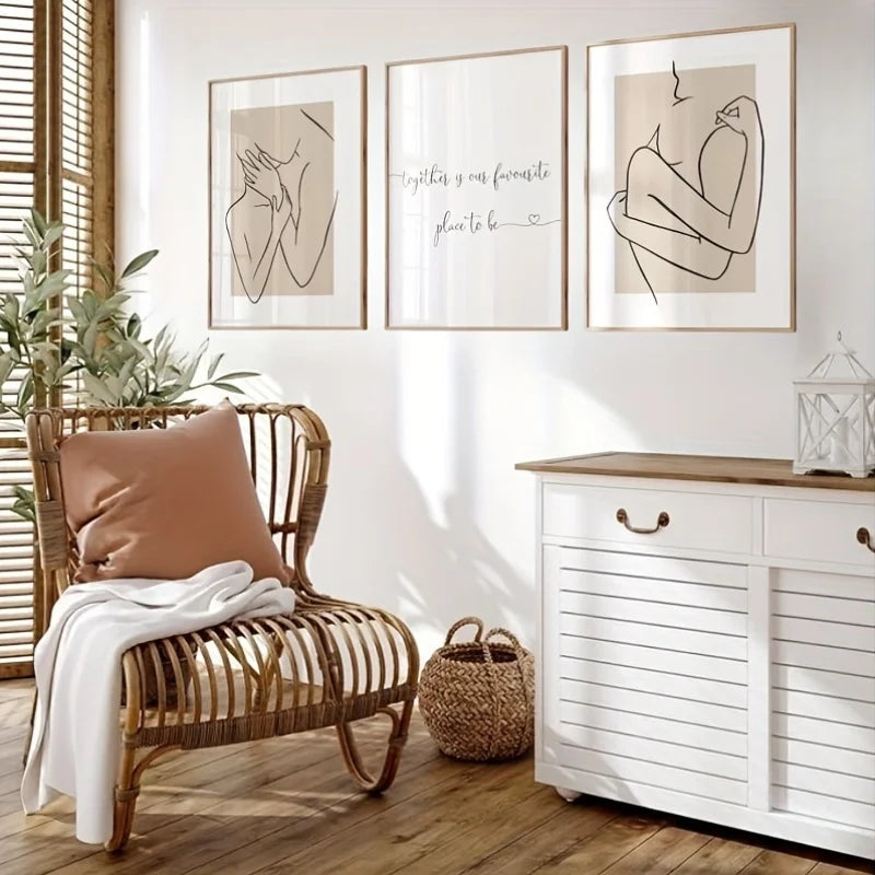 Simple Minimalist Line Art Couple Love Art Canvas Prints Together Quote Poster For Scandinavian Bedroom Living Room Modern Home Decor