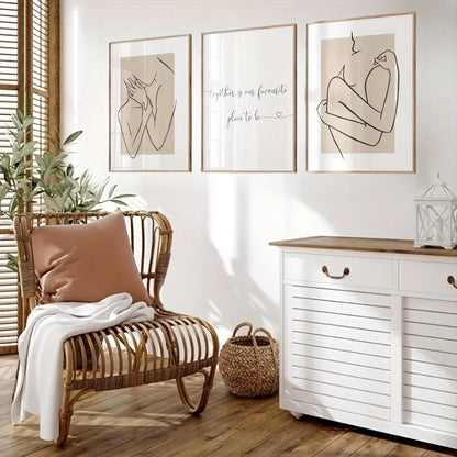 Simple Minimalist Line Art Couple Love Art Canvas Prints Together Quote Poster For Scandinavian Bedroom Living Room Modern Home Decor