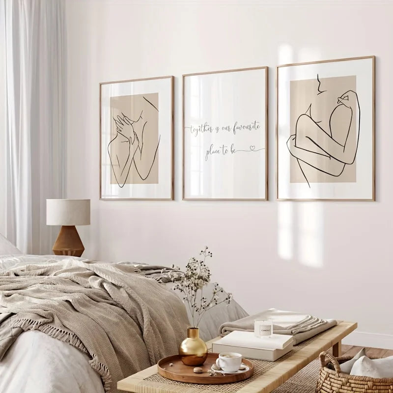 Simple Minimalist Line Art Couple Love Art Canvas Prints Together Quote Poster For Scandinavian Bedroom Living Room Modern Home Decor