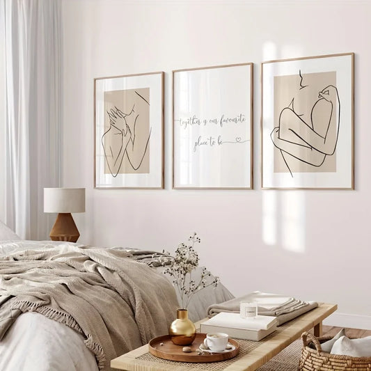 Simple Minimalist Line Art Couple Love Art Canvas Prints Together Quote Poster For Scandinavian Bedroom Living Room Modern Home Decor
